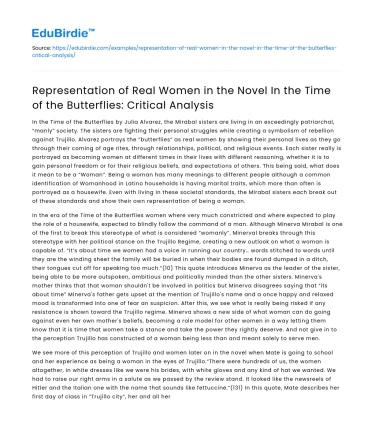Real Women in “In the Time of the Butterflies”: Critical Analysis