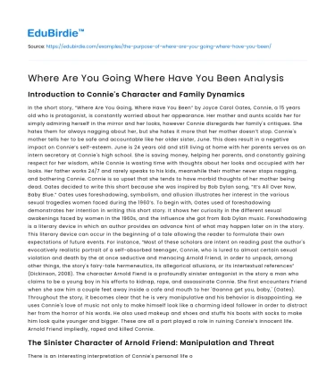 Where Are You Going Where Have You Been Analysis