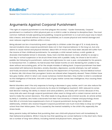 Arguments Against Corporal Punishment