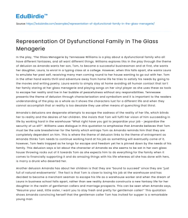 Representation Of Dysfunctional Family In The Glass Menagerie