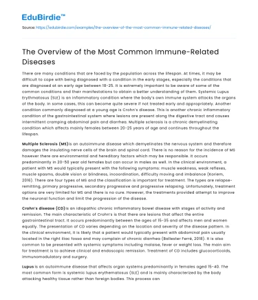 The Overview of the Most Common Immune-Related Diseases