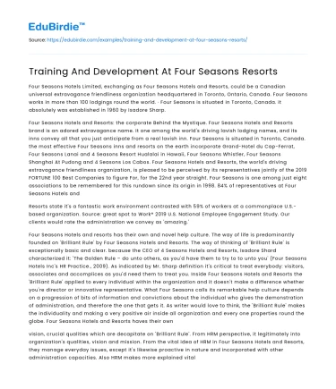 Optimizing Human Capital at Four Seasons Resorts