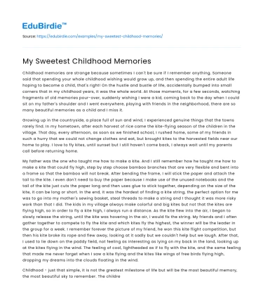 My Sweetest Childhood Memories