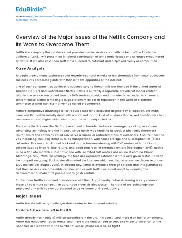 Netflix’s Major Issues and Solutions
