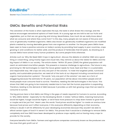 GMOs: Benefits and Potential Risks