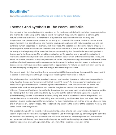 Themes And Symbols In The Poem Daffodils