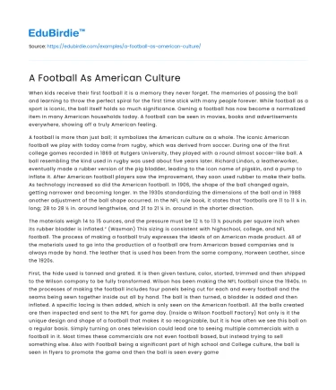 A Football As American Culture