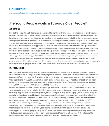 Are Young People Ageism Towards Older People?