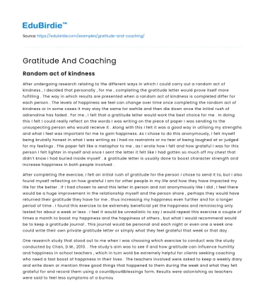 Gratitude And Coaching