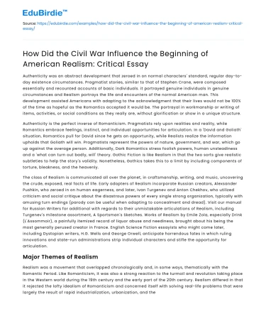 Civil War Influence on American Realism