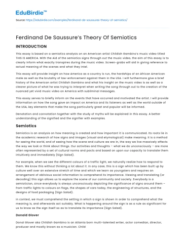 Ferdinand De Saussure’s Theory Of Semiotics