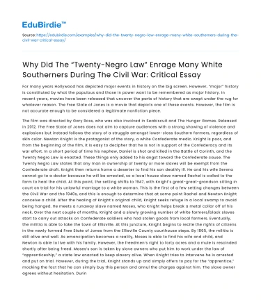 Enraging the South: The Twenty-Negro Law in the Civil War