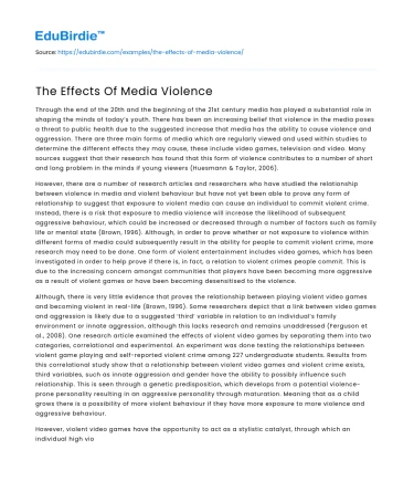The Effects Of Media Violence