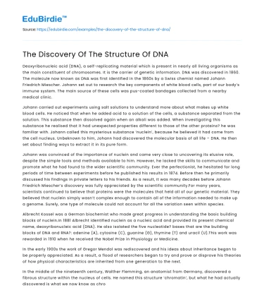 The Discovery Of The Structure Of DNA