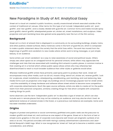 New Paradigms in Study of Art: Analytical Essay
