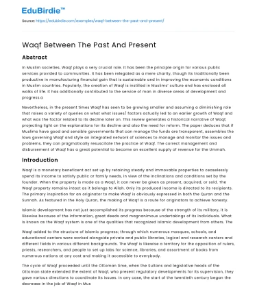 Waqf Between The Past And Present