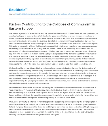Factors Contributing to the Collapse of Communism in Eastern Europe