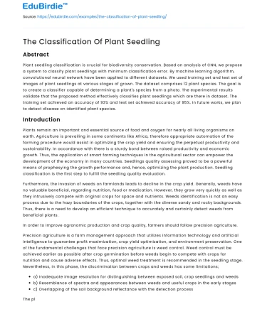 The Classification Of Plant Seedling