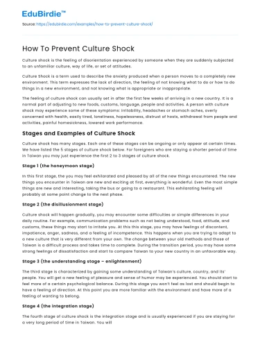 How To Prevent Culture Shock