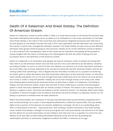 The American Dream in Literature