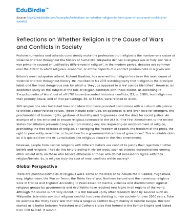 Religion’s role in causing wars and conflicts