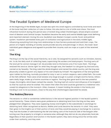 The Feudal System of Medieval Europe
