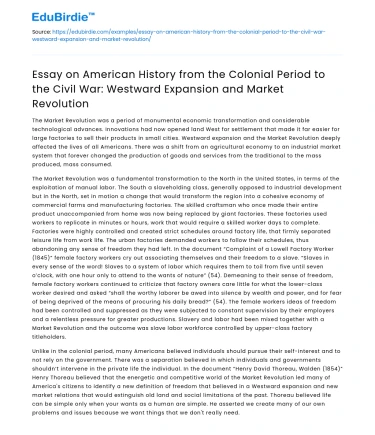 American History: Colonial Period to Civil War