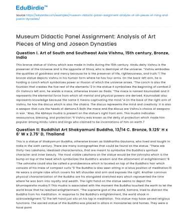 Analysis of Ming and Joseon Art Pieces in Museum