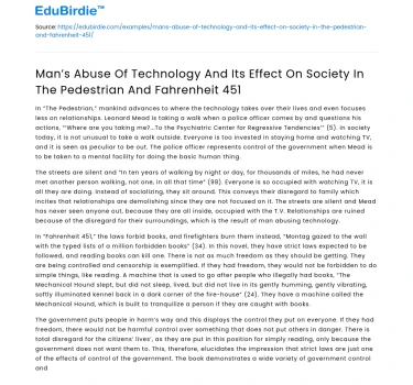 Impact of Technology Abuse on Society in The Pedestrian & Fahrenheit 451