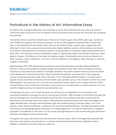 Portraiture in the History of Art: Informative Essay