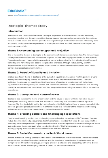 ‘Zootopia’ Themes Essay