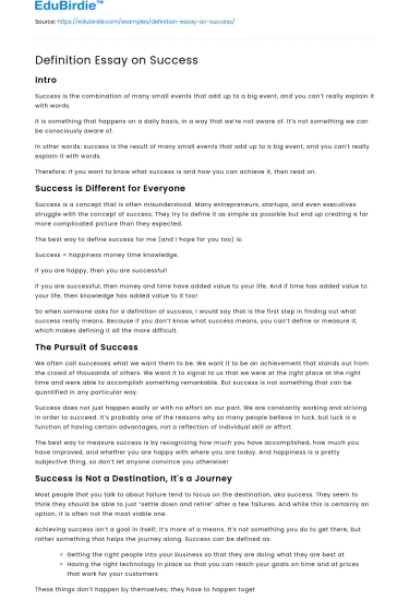 Definition Essay on Success