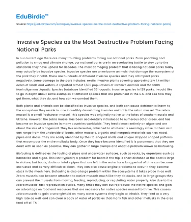 Invasive Species as the Most Destructive Problem Facing National Parks