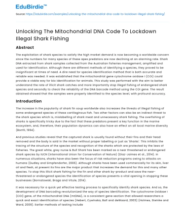 Unlocking The Mitochondrial DNA Code To Lockdown Illegal Shark Fishing