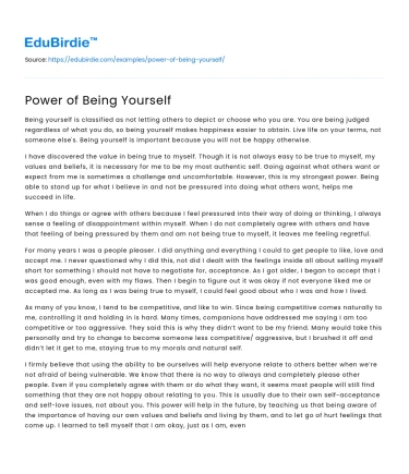 Power of Being Yourself