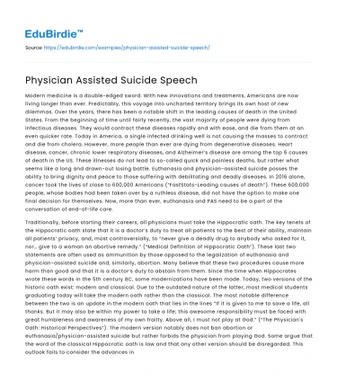 Physician Assisted Suicide Speech