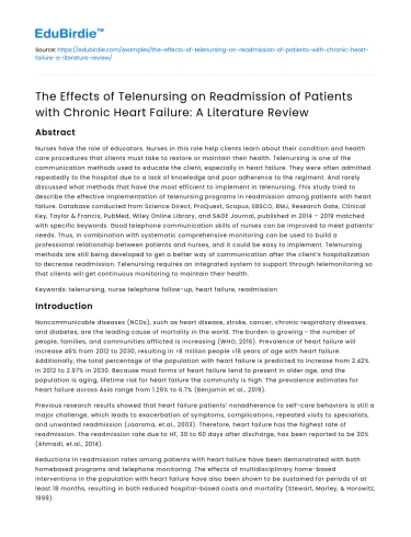 Telenursing impact on CHF readmission: literature review
