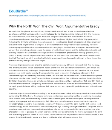 Why the North Won The Civil War: Argumentative Essay