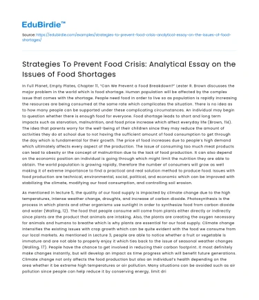 Food Shortages: Solutions and Strategies to Prevent a Crisis