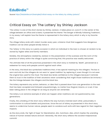 Deconstructing Tradition: A Critical Analysis of ‘The Lottery’