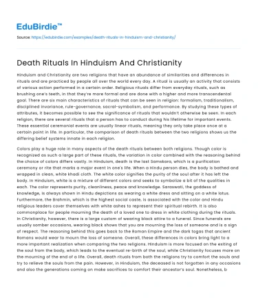 Death Rituals In Hinduism And Christianity