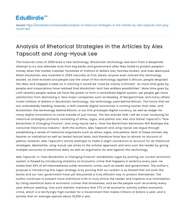 Rhetorical strategies in Tapscott & Lee’s articles