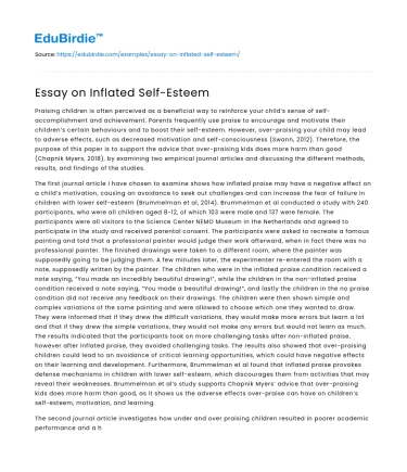 Essay on Inflated Self-Esteem