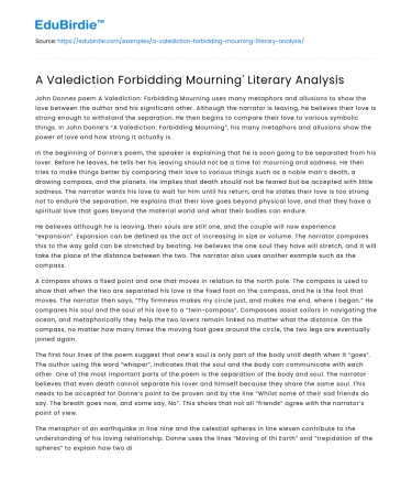 A Valediction Forbidding Mourning’ Literary Analysis