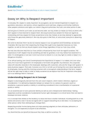 Essay on Why Is Respect Important