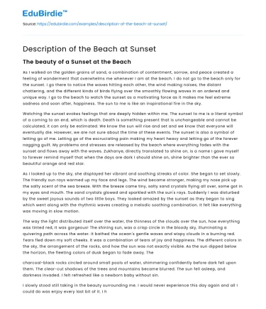 Description of the Beach at Sunset