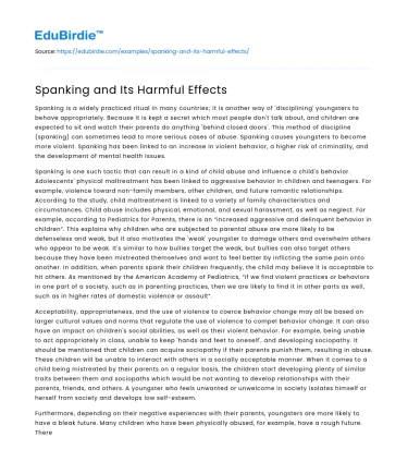 Spanking and Its Harmful Effects