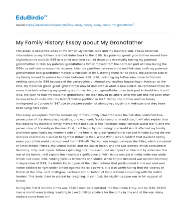 My Family History: Essay about My Grandfather