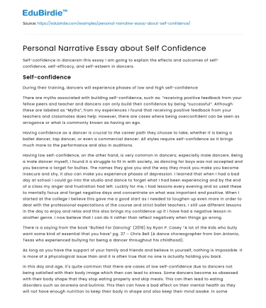 Personal Narrative Essay about Self Confidence