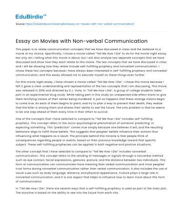 Essay on Movies with Non-verbal Communication